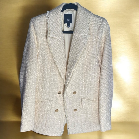 NWOT River Island Cream Boucle w/ Gold Buttons Blazer/Jacket size US 6 - Picture 5 of 16
